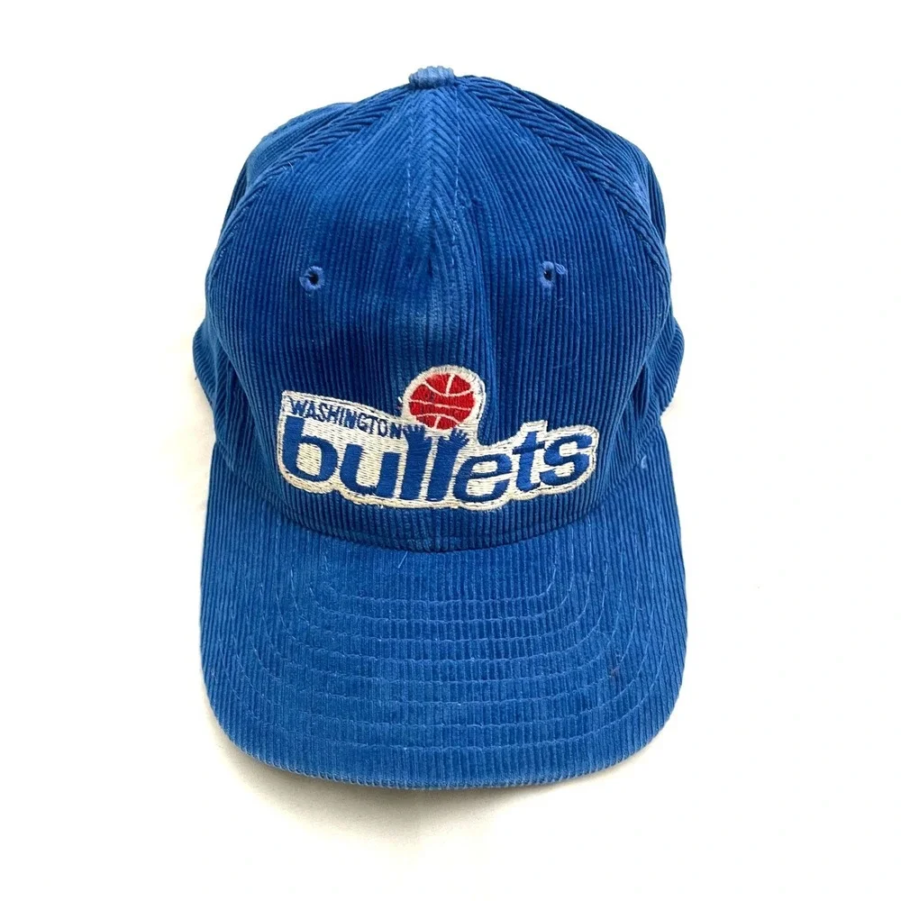 Vintage Washingon Bullets Corduroy Snapback Hat Cap Blue Pro Star NBA 90s